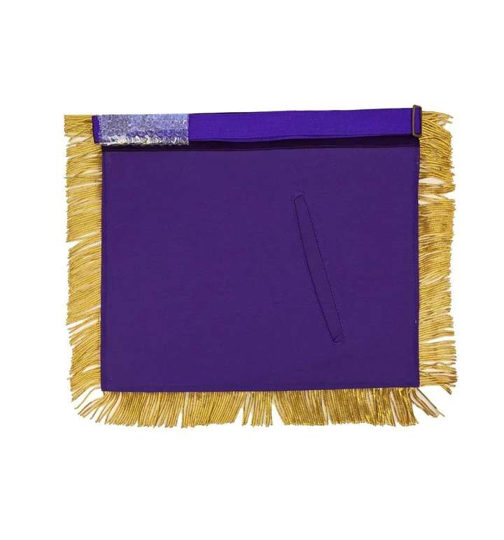 Master Mason Blue Lodge Apron - Purple Velvet with Gold Fringe Hand Embroidered - Image 3