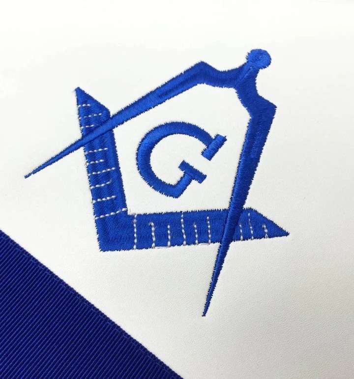 Master Mason Blue Lodge Apron - White & Royal Blue - Image 3