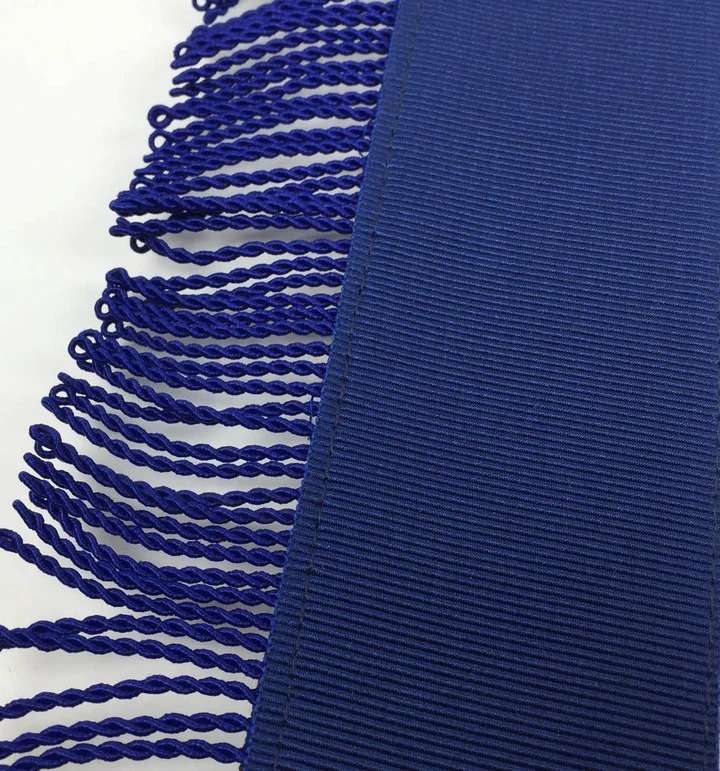 Master Mason Blue Lodge Apron - White & Navy Blue with Blue Fringe - Image 4