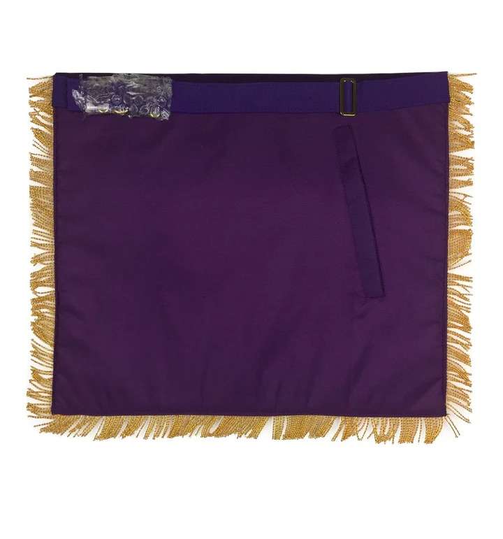 Past Master Blue Lodge Apron - Royal Purple Velvet with Gold Fringe - Image 4