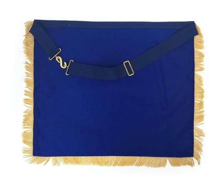 Past Master Blue Lodge Apron - Silver Braid & Golden Fringe Tassels Hand Embroidery - Image 2