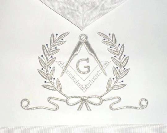 Master Mason Blue Lodge Apron - White Hand Embroidered - Image 3