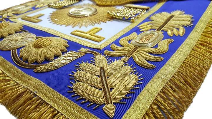 Past Grand Master Blue Lodge Apron - Gold Hand Embroidery - Image 4