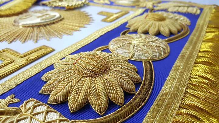 Past Grand Master Blue Lodge Apron - Gold Hand Embroidery - Image 5