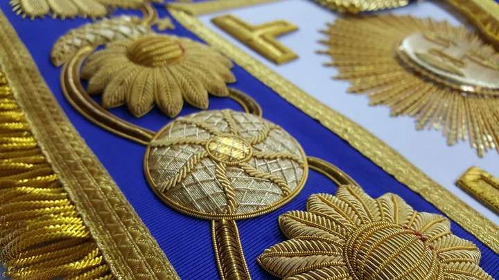 Past Grand Master Blue Lodge Apron - Gold Hand Embroidery - Image 6