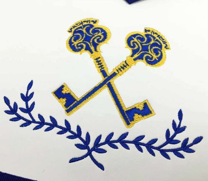 Officers Blue Lodge Officer Apron Set - Royal Blue Ribbon Machine Embroidery (Set of 11) - Image 5
