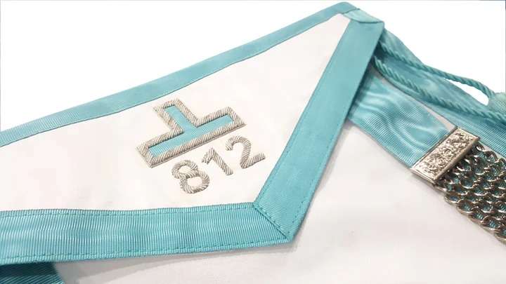 Past Master Blue Lodge Pennsylvania Regulation Apron - Sky Blue Hand Embroidery - Image 3