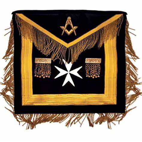 MOST WORSHIPFUL MALTA REGULATION APRON – BLACK WITH MALTESE CROSS
