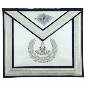 Past Master Blue Lodge Apron - Silver Handmade Embroidery