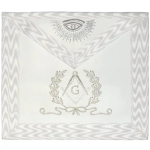 Master Mason Blue Lodge Apron - White Hand Embroidered