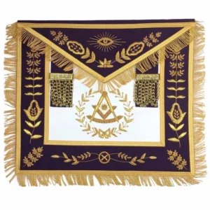Past Master Blue Lodge Apron - Royal Purple Velvet with Gold Fringe