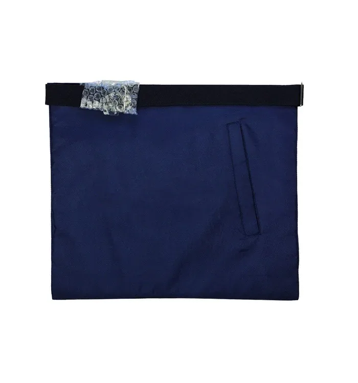 Past Master Blue Lodge Apron - Navy Blue Velvet Ribbon With Silver Braid