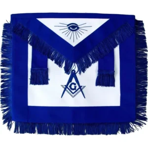Master Mason Blue Lodge Apron - Royal Blue With Blue Fringe Tassels