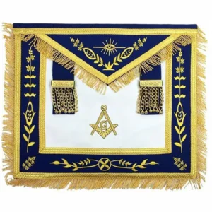 Master Mason Blue Lodge Apron - Navy Blue with Gold Fringe