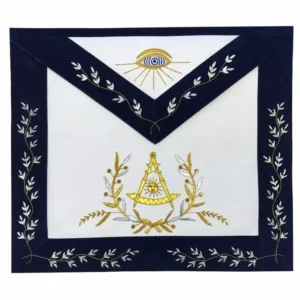 Past Master Blue Lodge Apron - Bullion Gold & Silver Hand Embroidery