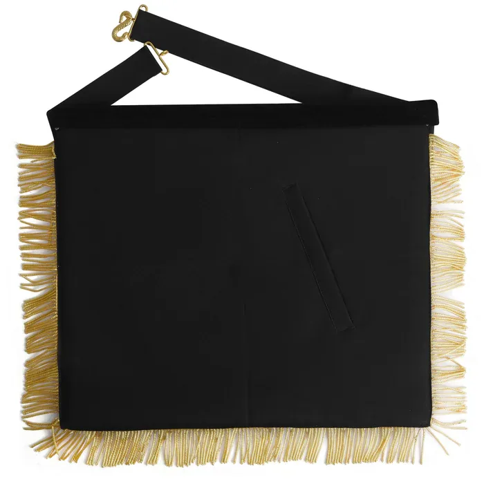 Past Master Blue Lodge California Regulation Apron - Black & Gold Hand Embroidery Bullion with Pillars