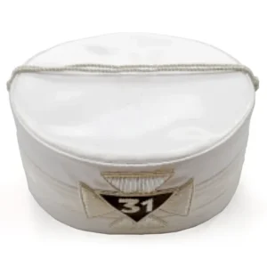 31st Degree Scottish Rite Crown Cap - White with Silver Cap Cord