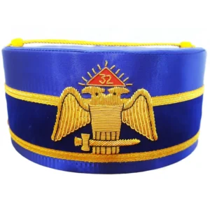32nd Degree Scottish Rite Crown Cap - Wings Down Blue Hand Embroidery