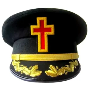 Past Commander Knights Templar Commandery Fatigue Cap - Hand Embroidered with Vinework
