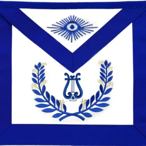 Organist Blue Lodge Officer Apron - Royal Blue Wreath Embroidery