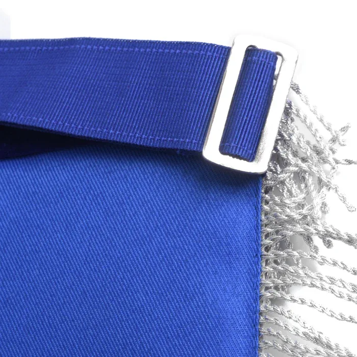 Tyler Blue Lodge Officer Apron - Navy Blue Velvet with Silver Fringe