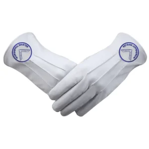 Worshipful Master Blue Lodge Gloves - White Leather with Round Patch