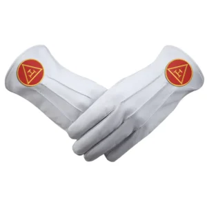Royal Arch Chapter Gloves - Leather with Red Triple Tau Emblem