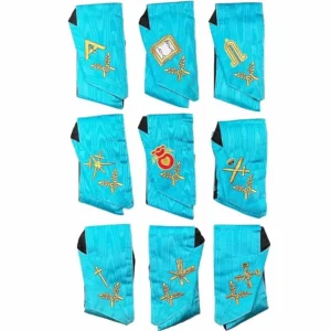 Officers Scottish Rite Officer Collar Set - Sky-Blue Moire Machine Embroidery
